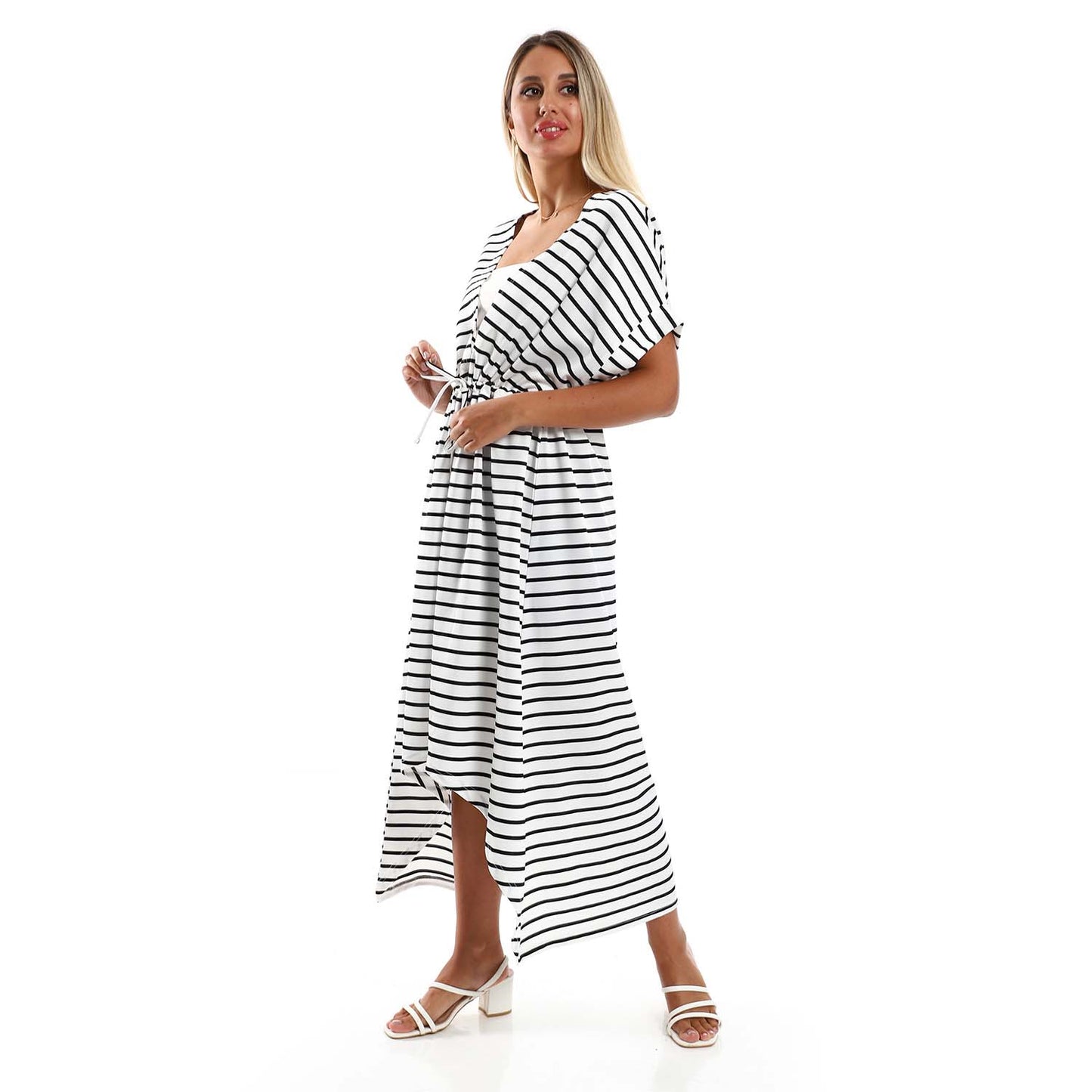 Plus Size Short Sleeve Striped Dress