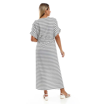 Plus Size Short Sleeve Striped Dress