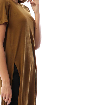 Side Slits Short Sleeves Basic Top
