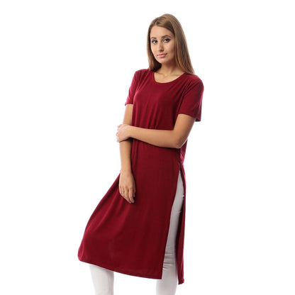 Side Slits Short Sleeves Basic Top