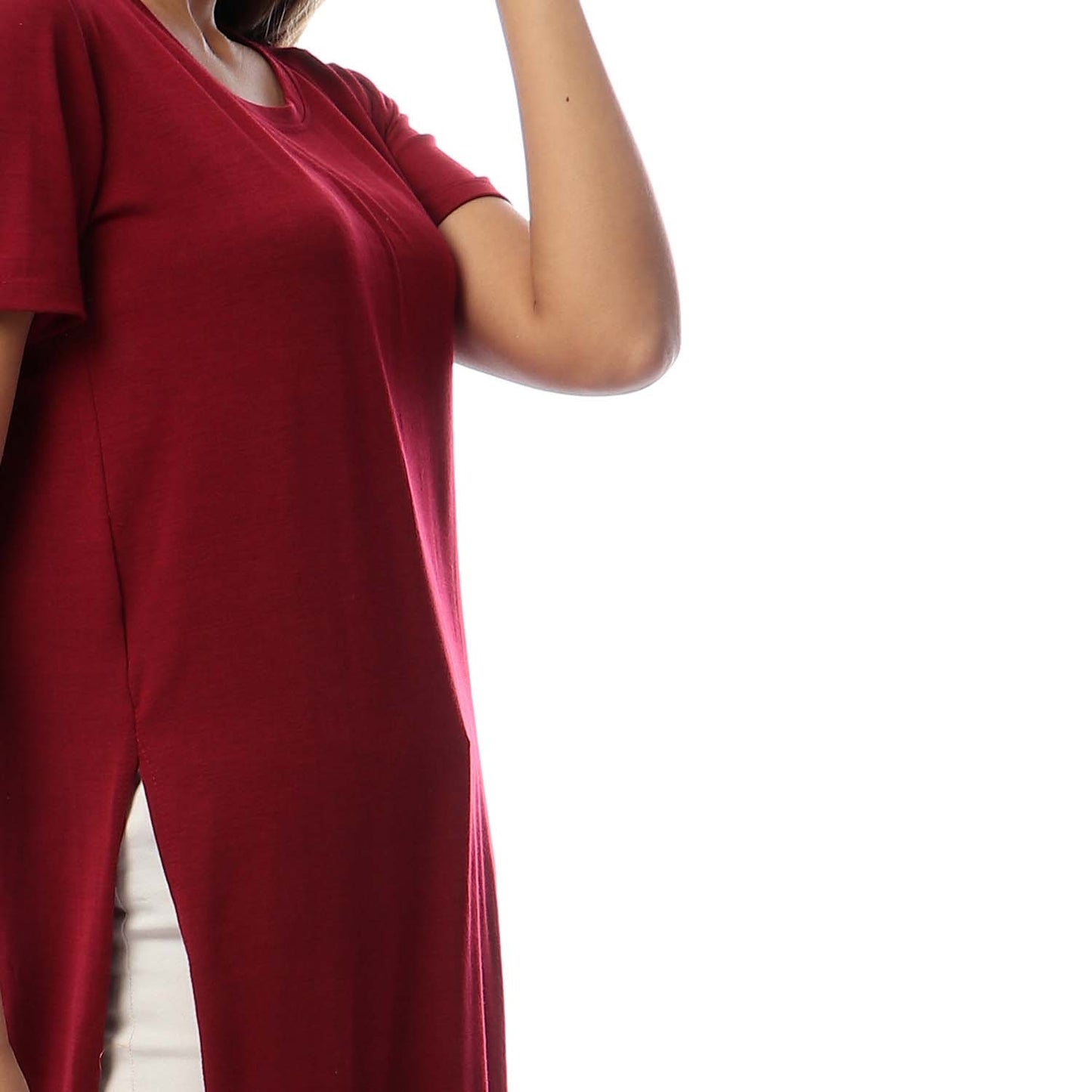 Side Slits Short Sleeves Basic Top