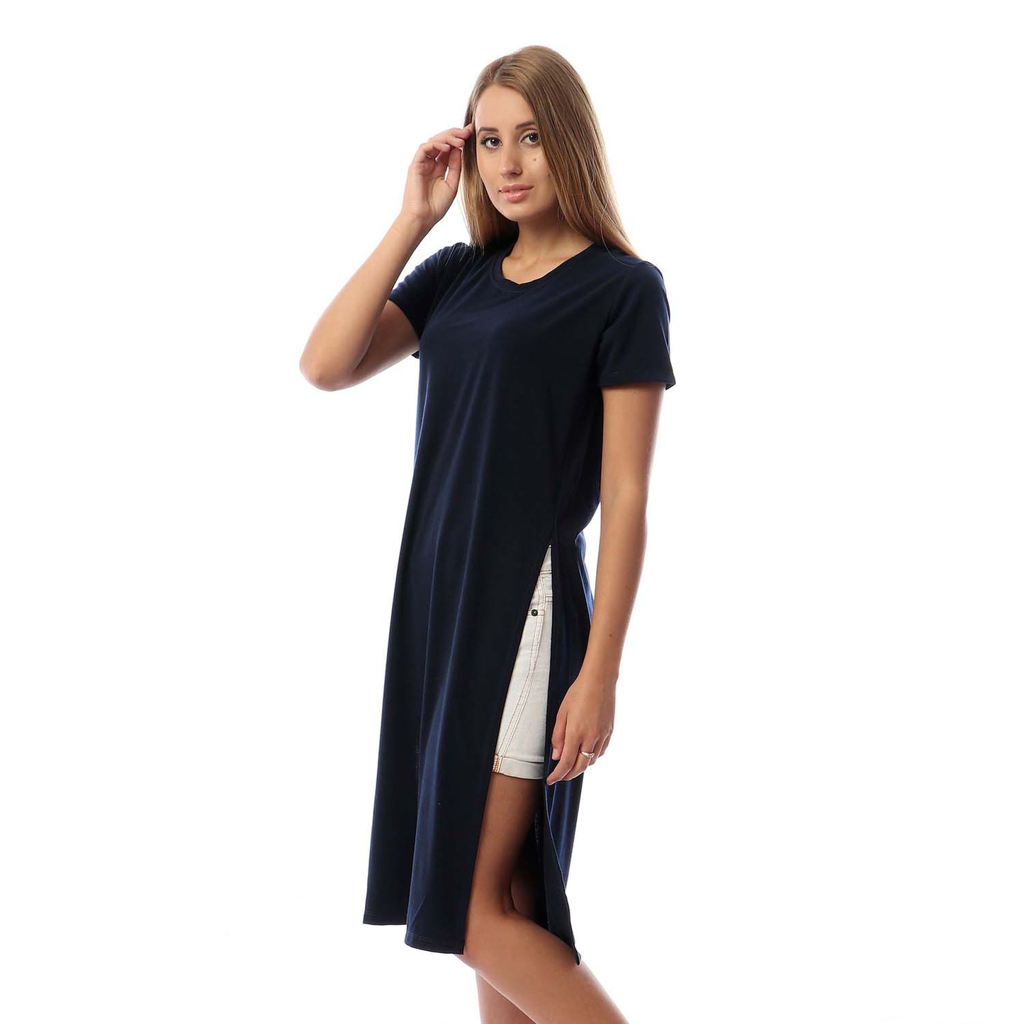 Side Slits Short Sleeves Basic Top