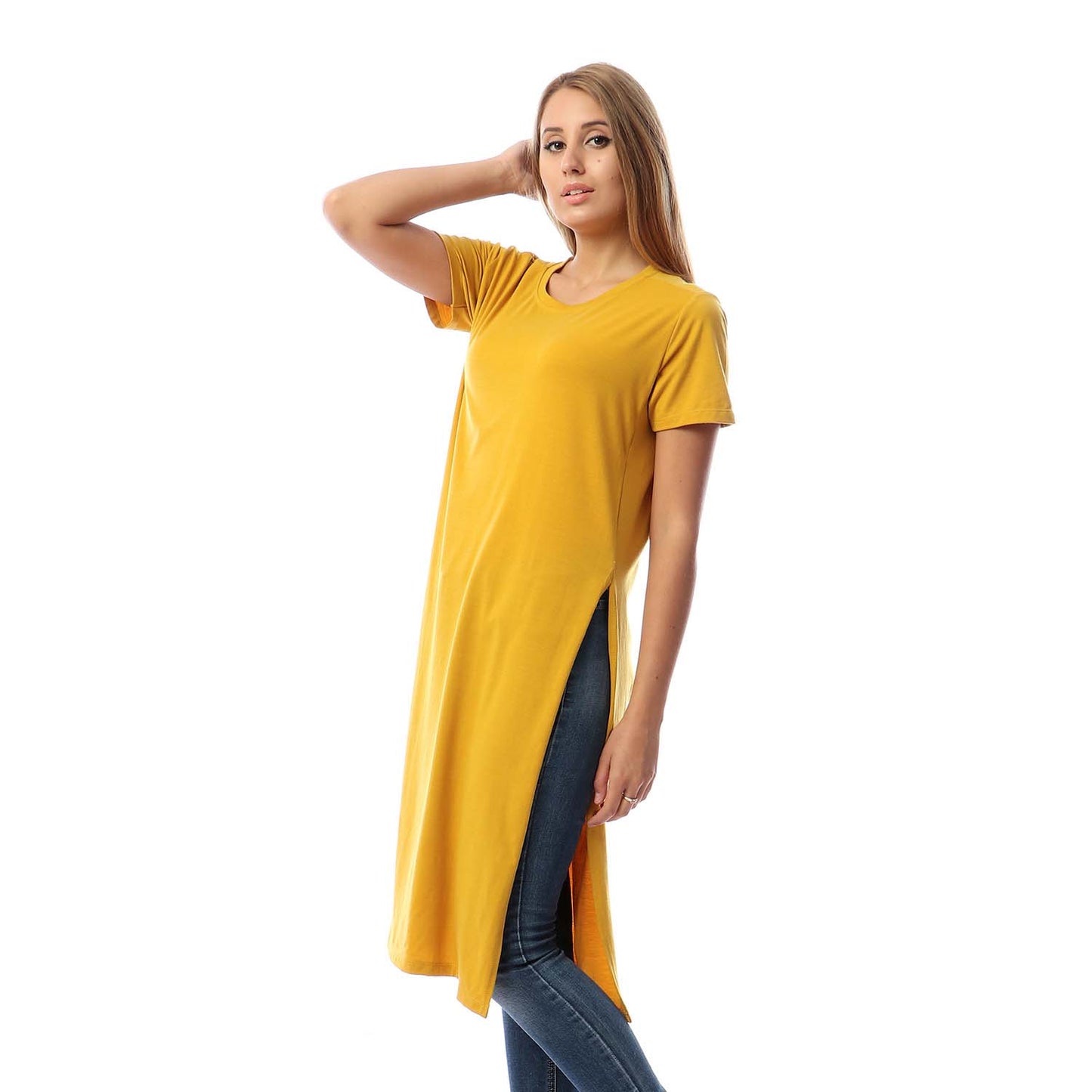 Side Slits Short Sleeves Basic Top