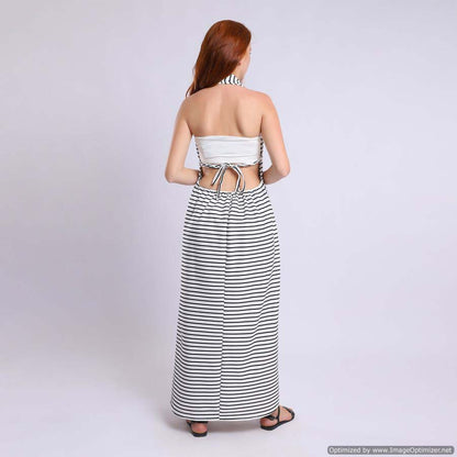 Striped Backless Long Dress