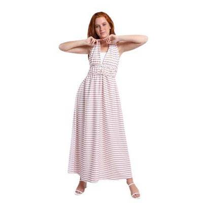 Striped Backless Long Dress