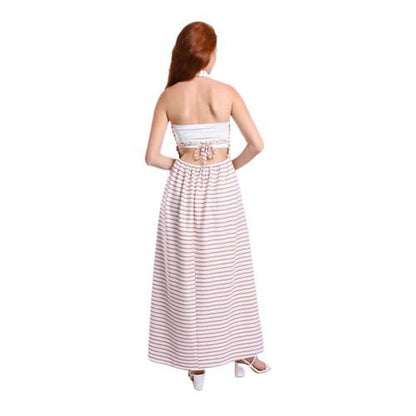 Striped Backless Long Dress