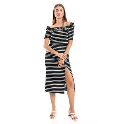 Side Slit Striped Dress