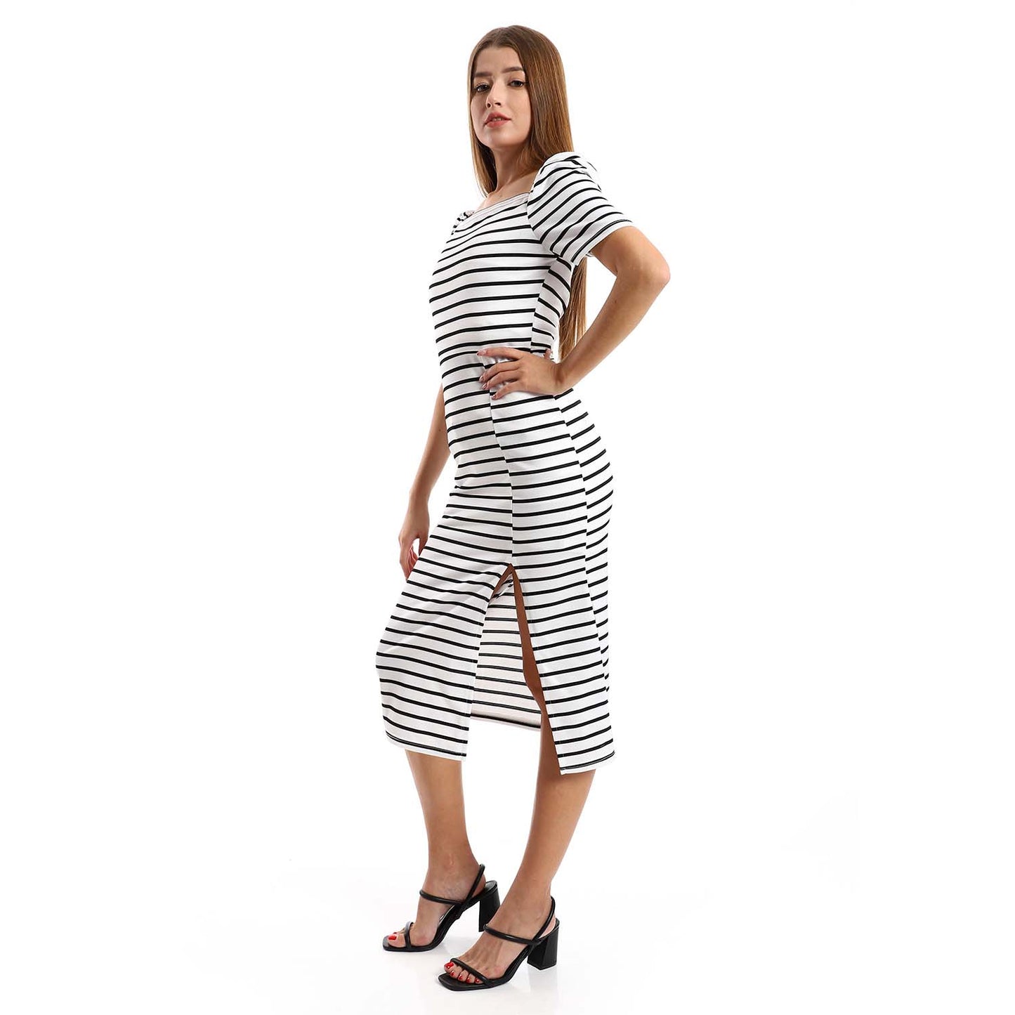 Side Slit Striped Dress