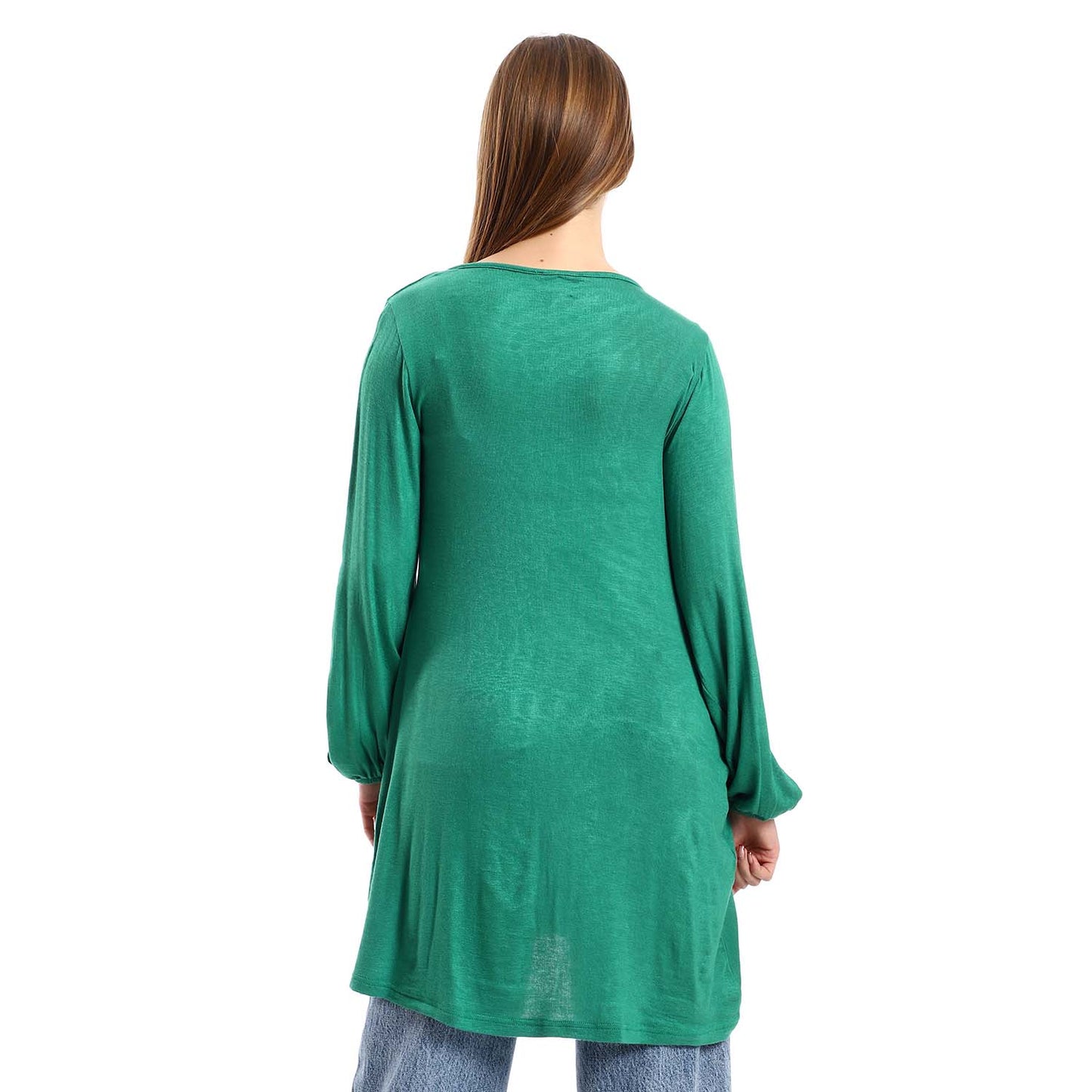 Wide Round Neck Tunic with Side Sleeves Slits