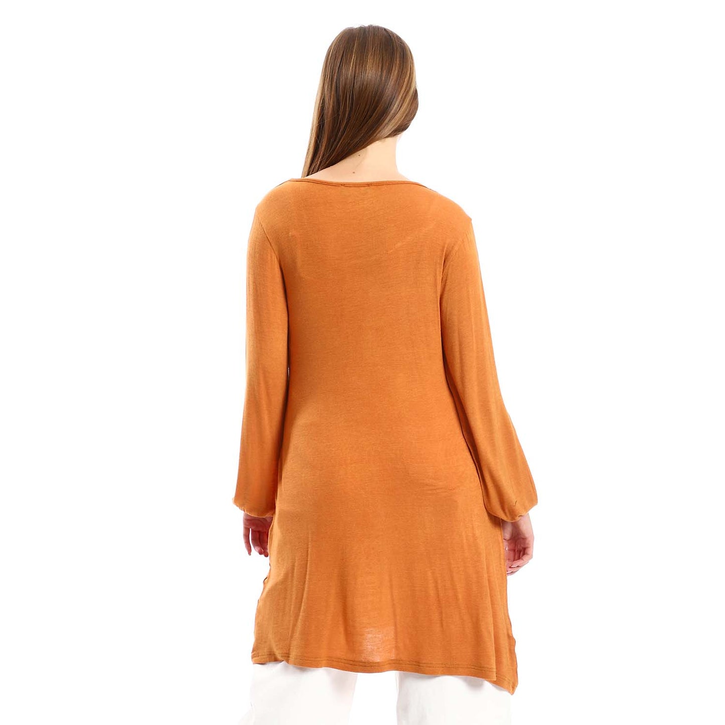Wide Round Neck Tunic with Side Sleeves Slits