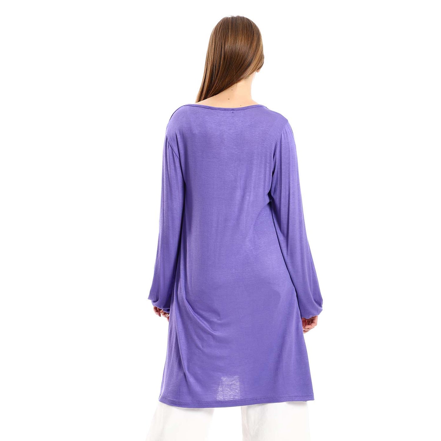 Wide Round Neck Tunic with Side Sleeves Slits