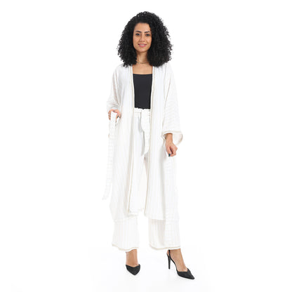 Striped kimono suit