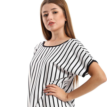Open Back Striped Tunic with Fringes