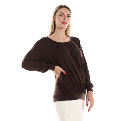 Decorative Hem Round Neck Blouse