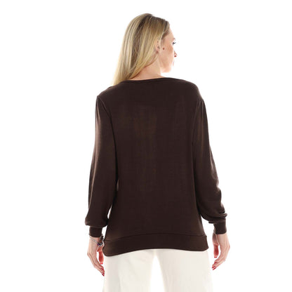 Decorative Hem Round Neck Blouse