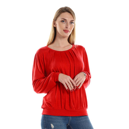 Decorative Hem Round Neck Blouse