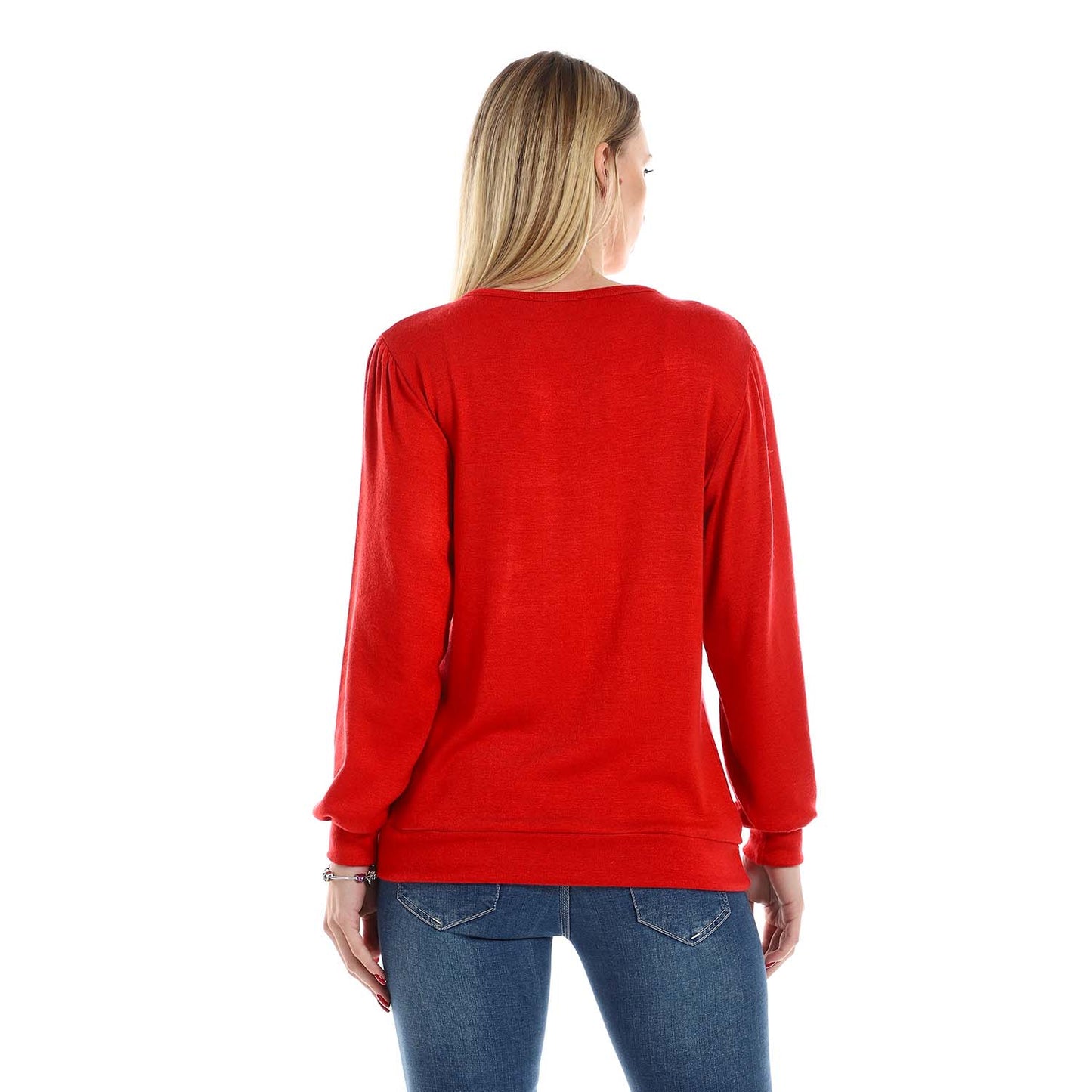 Decorative Hem Round Neck Blouse