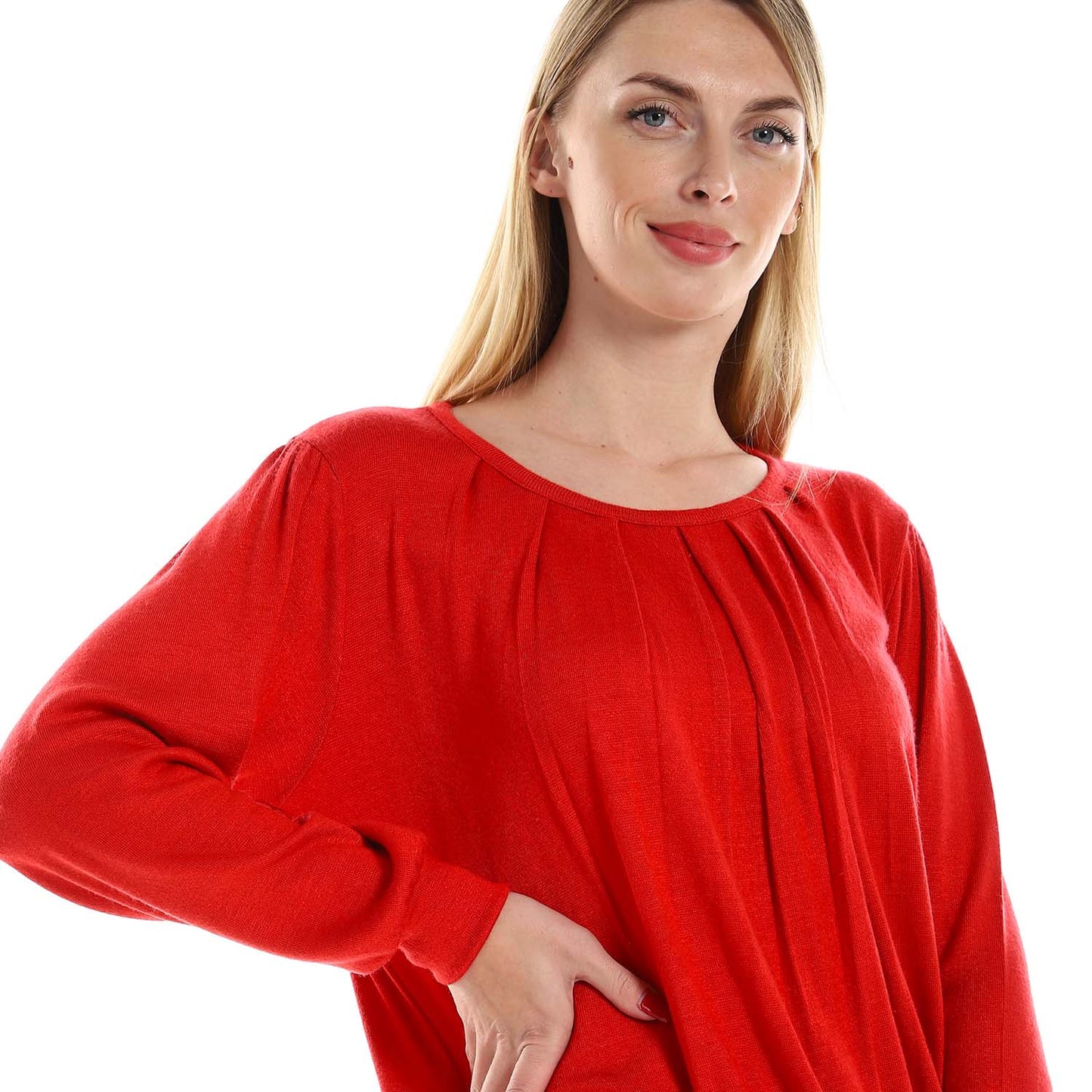 Decorative Hem Round Neck Blouse