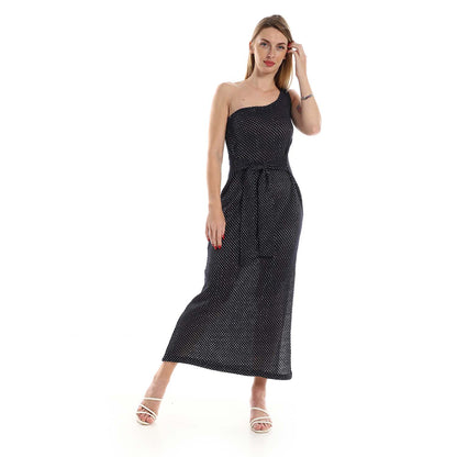 One Shoulder knitted Pattern Dress