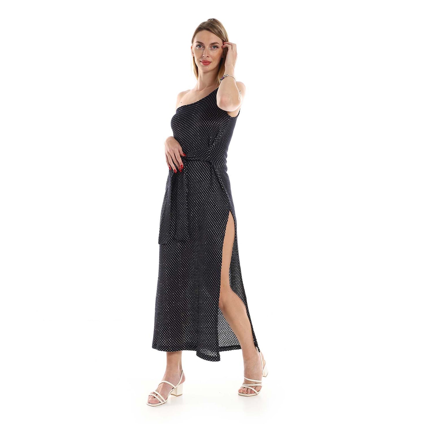 One Shoulder knitted Pattern Dress