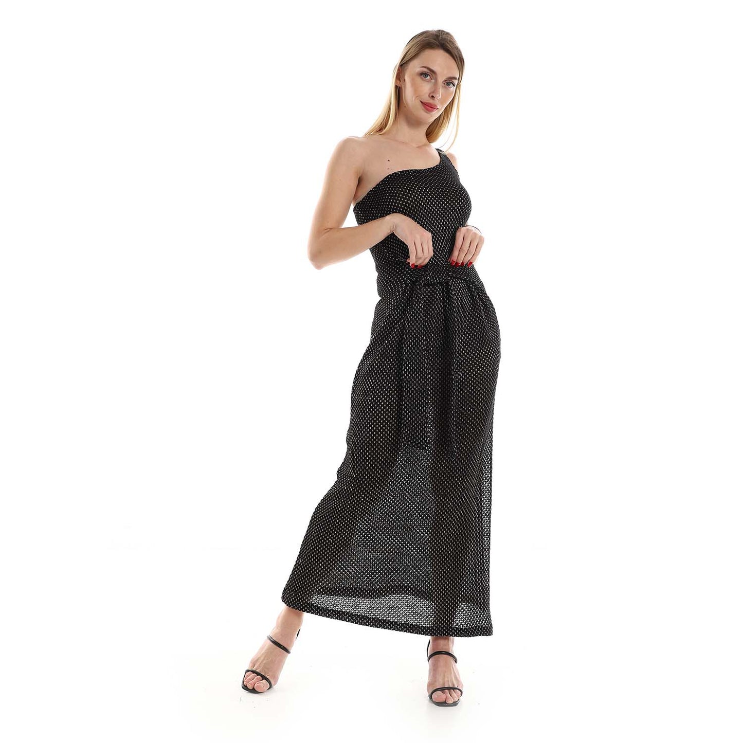 One Shoulder knitted Pattern Dress