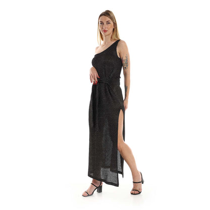 One Shoulder knitted Pattern Dress