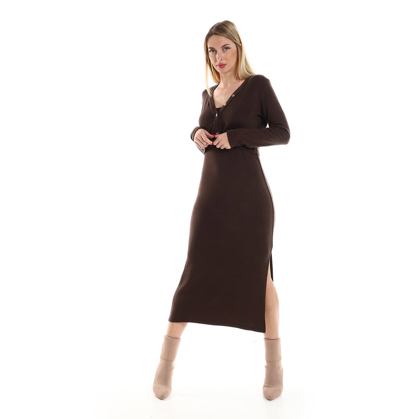 Straps Dress with Cropped Cardigan Set