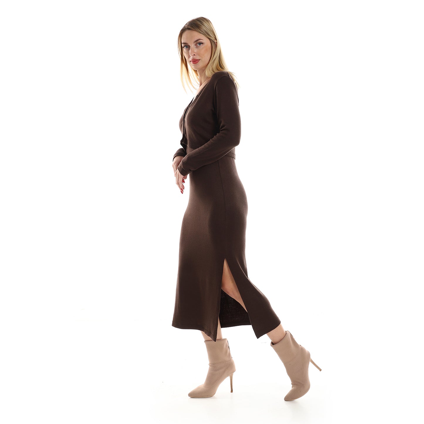 Straps Dress with Cropped Cardigan Set