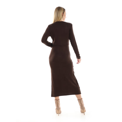 Straps Dress with Cropped Cardigan Set