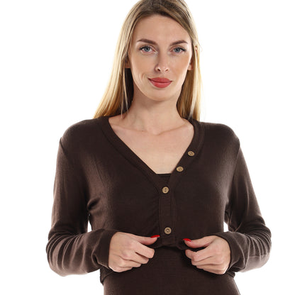 Straps Dress with Cropped Cardigan Set