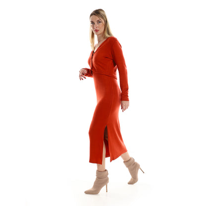 Straps Dress with Cropped Cardigan Set