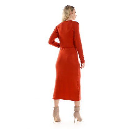 Straps Dress with Cropped Cardigan Set