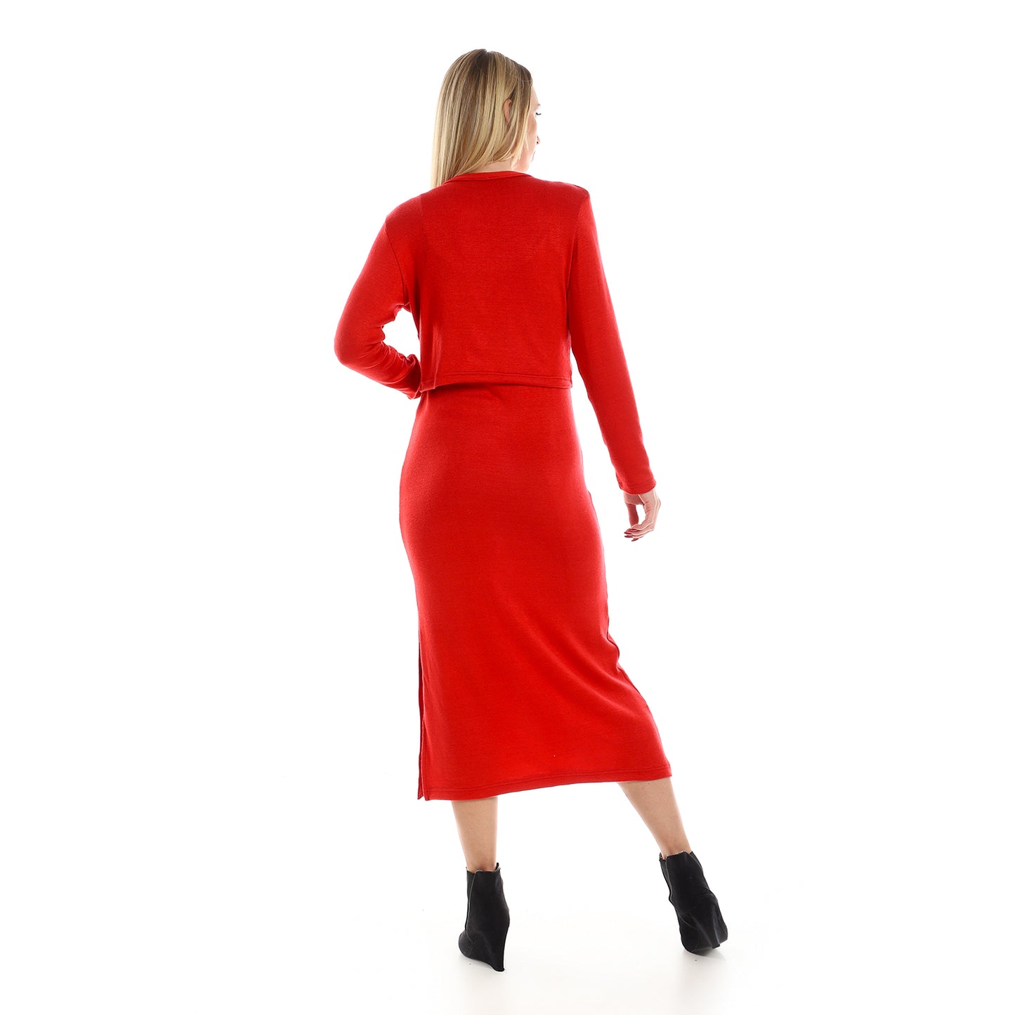 Straps Dress with Cropped Cardigan Set