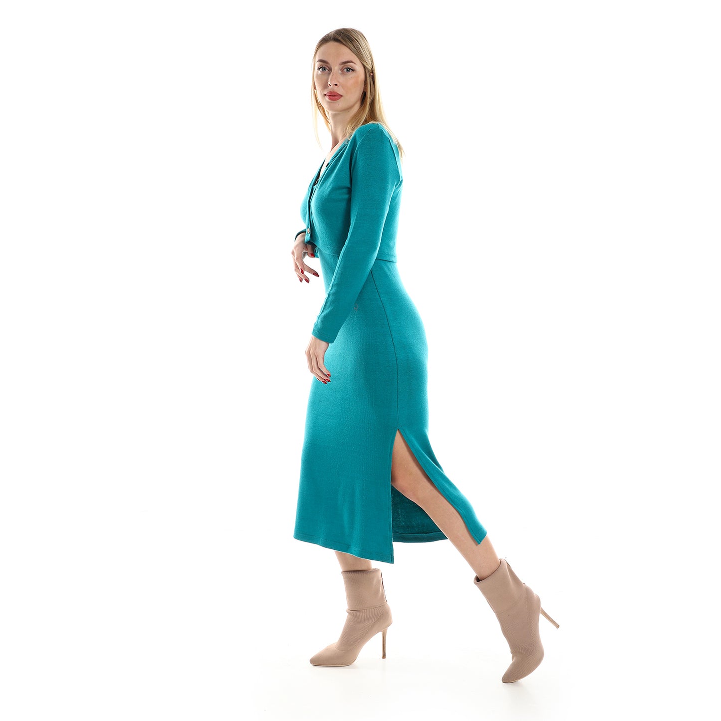 Straps Dress with Cropped Cardigan Set