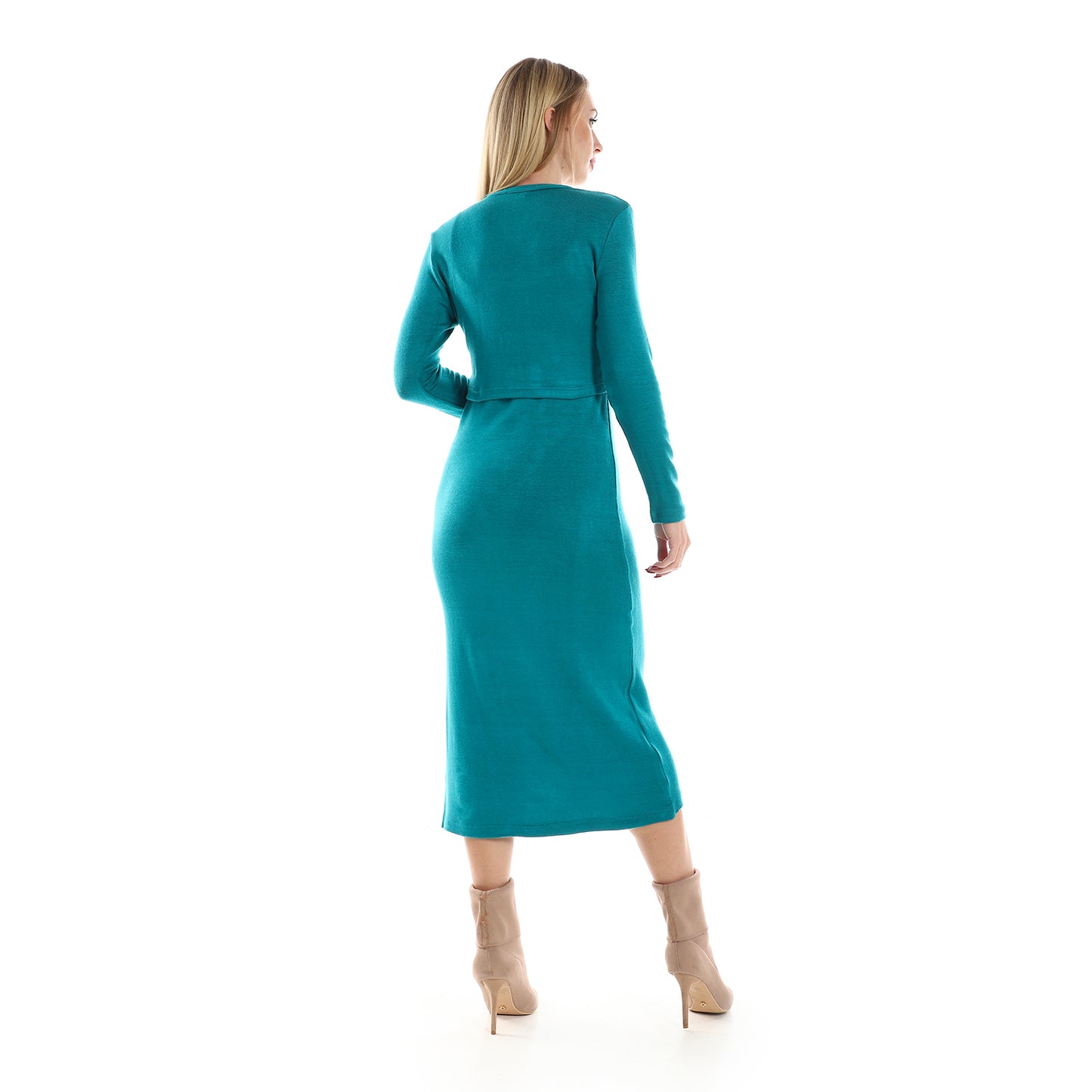 Straps Dress with Cropped Cardigan Set