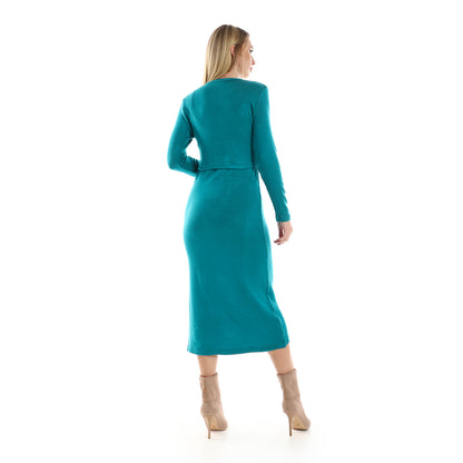 Straps Dress with Cropped Cardigan Set