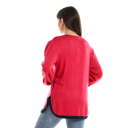 Upper Buttoned Long Sleeve Blouse