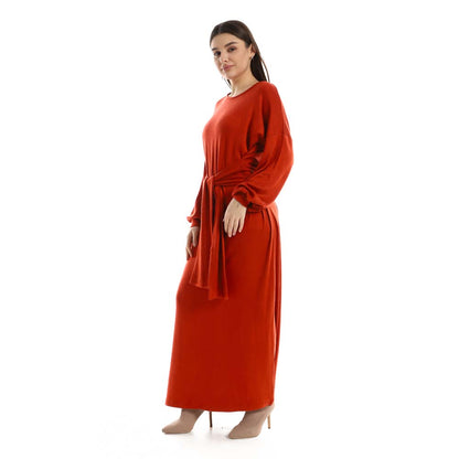 Balloon Long Sleeves Plain Dress