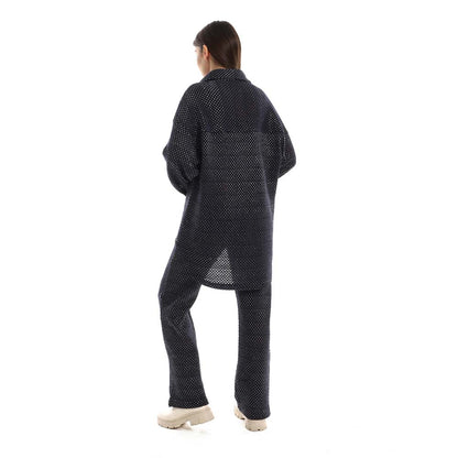 Set of Cotton Buttoned Shirt & Elastic Pants