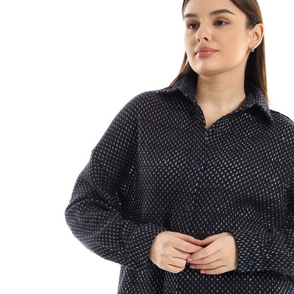 Set of Cotton Buttoned Shirt & Elastic Pants