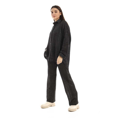 Set of Cotton Buttoned Shirt & Elastic Pants