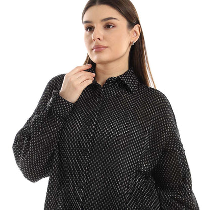 Set of Cotton Buttoned Shirt & Elastic Pants