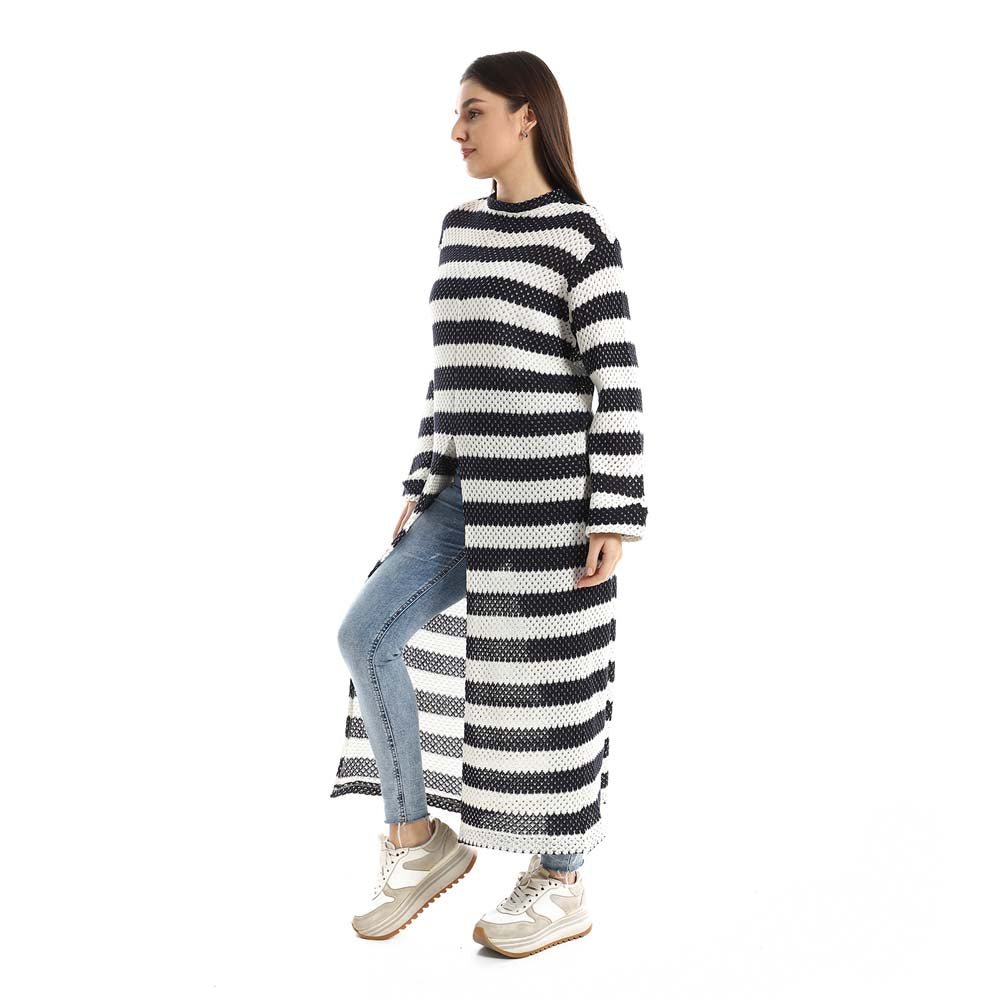 Striped Tunic Top with Front Slit