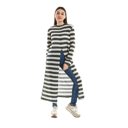 Striped Tunic Top with Front Slit