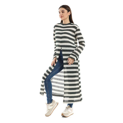 Striped Tunic Top with Front Slit