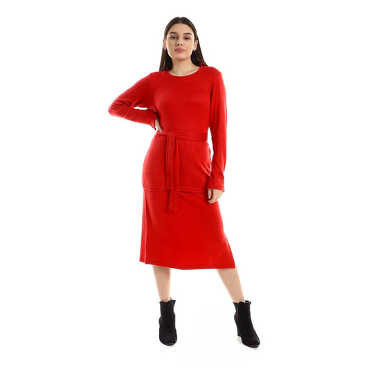 Set of Side Slits Skirt with Round Top