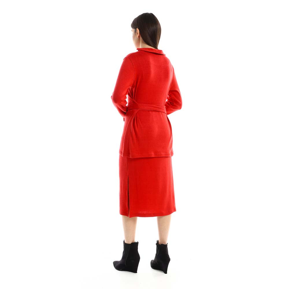 Set of Side Slits Skirt with Round Top