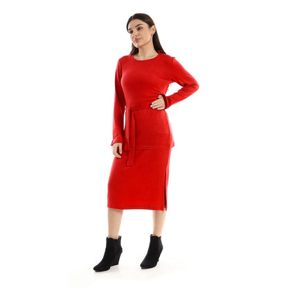 Set of Side Slits Skirt with Round Top