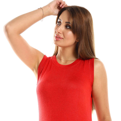 Sleeveless Plain Slip-on Dress