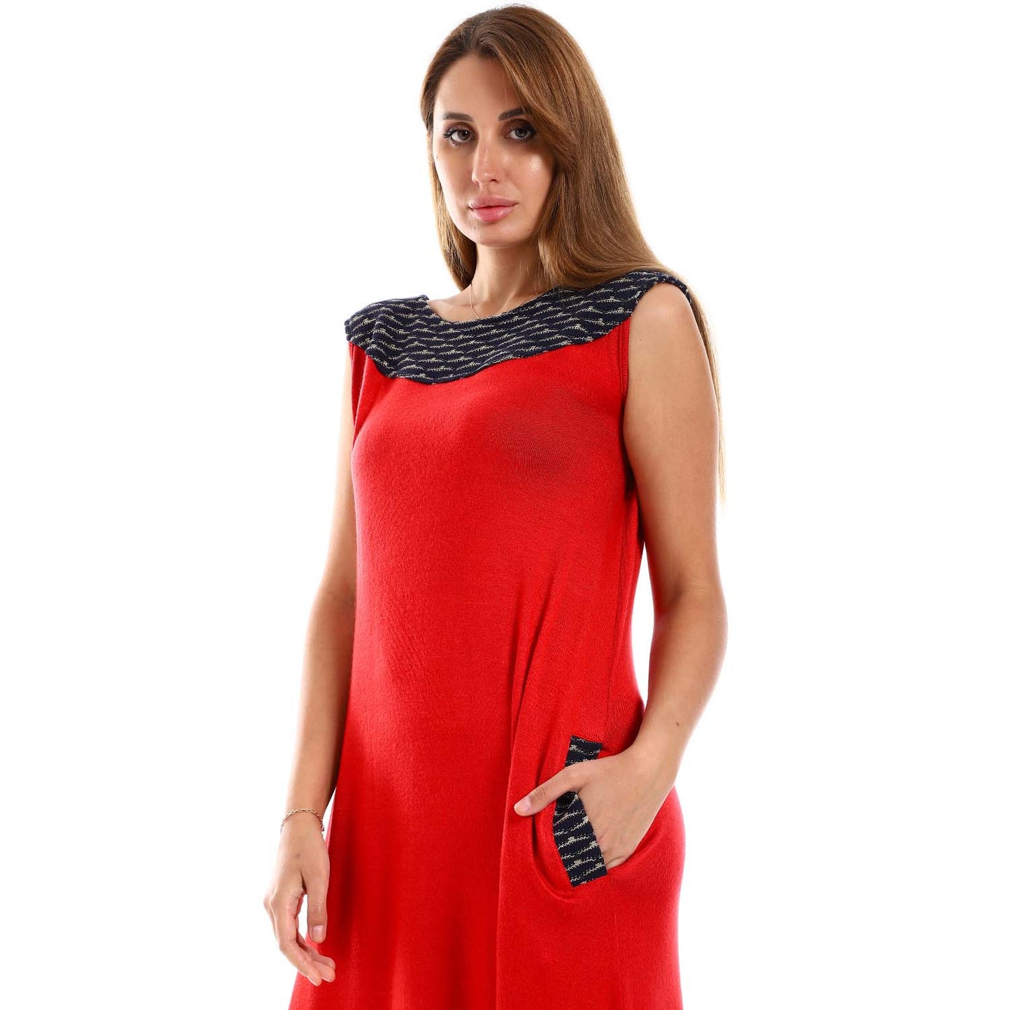Yoke Chest Glittery Stitching Dress